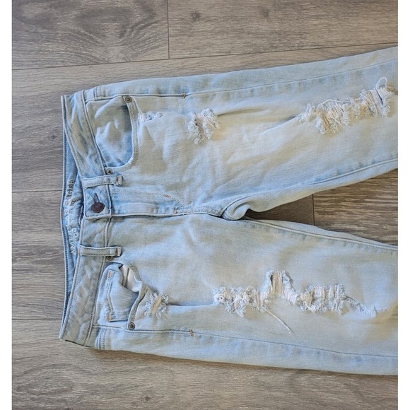 American Eagle Skinny Stretch Slight Distressed Light Blue Jeans Womens 4 Short - Picture 2 of 11